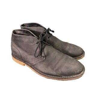 UGG Shoes Groveland Chukka Ankle Boots Mens Size 10.5 Black Oiled Leather Dressy